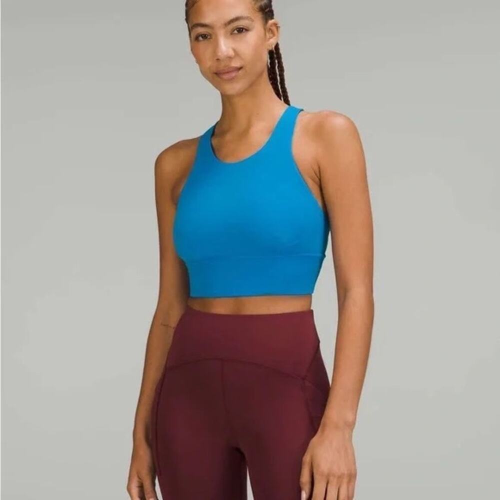 Lululemon Wunder Train Longline Bra Women's 14 Sports Blue Racerback